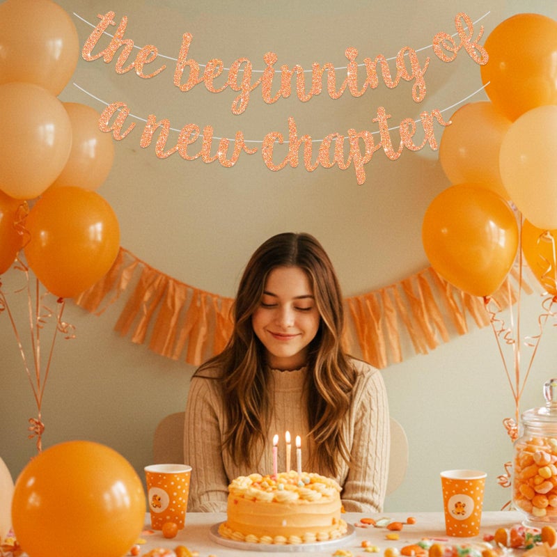 بيشيدا BEISHIDA جليتر برتقالي فاتح بداية فصل جديد، كتاب وداع مُجهز مسبقًا تحت عنوان حفلة الانتقال إلى منزل جديد، زينة تهانينا، إكليل حفلة الذهاب بعيدًا، لافتة التخرج 2025، لوازم التقاعد - Image 5